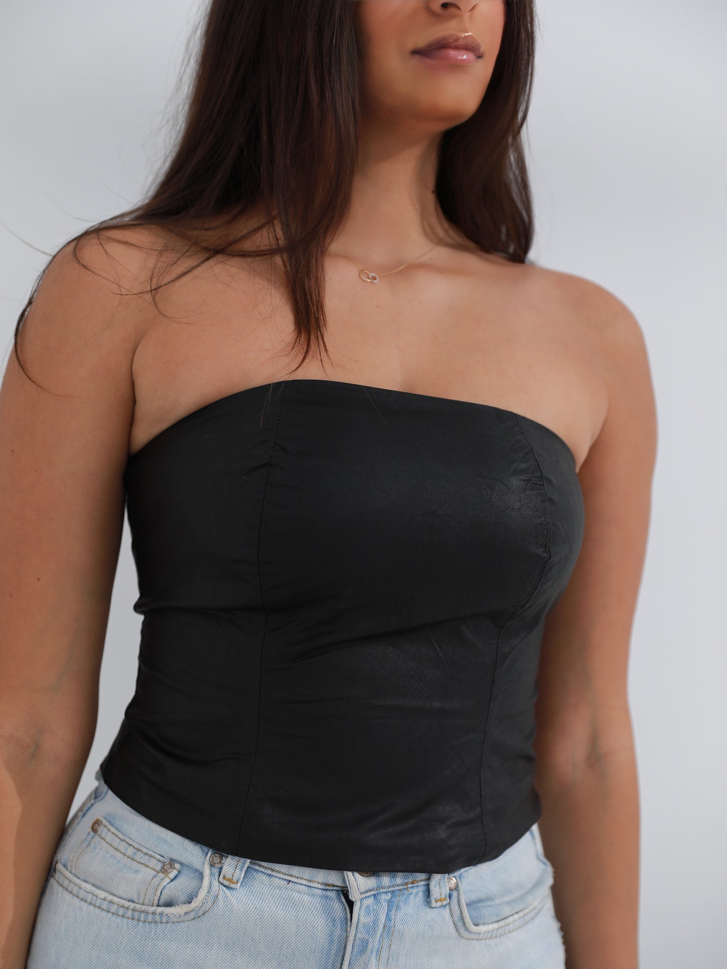 Black Leather Tube Top